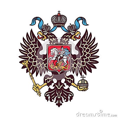 Russian coat of arms double-headed eagle logo isolated Vector Illustration