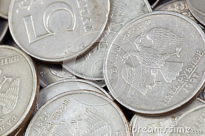 Russian coins in close up Stock Photo