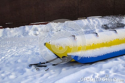 Russian crazy rides. A dangerous drive through the snow Stock Photo