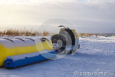 Russian crazy rides. A dangerous drive through the snow Stock Photo