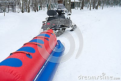 Russian crazy rides. A dangerous drive through the snow. Stock Photo