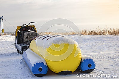 Russian crazy rides. A dangerous drive through the snow Stock Photo