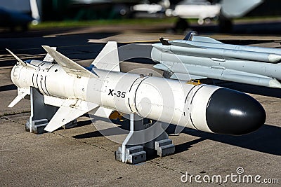 Russian cruise missile Kh-35, subsonic anti-ship rocket close up Editorial Stock Photo