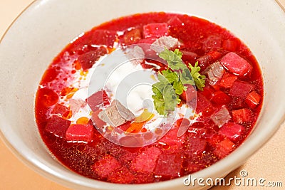 Russian cuisine. Borscht Stock Photo