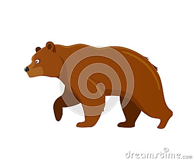 Russian culture, landmarks and symbols. Predatory large animal, brown bear. Vector Illustration