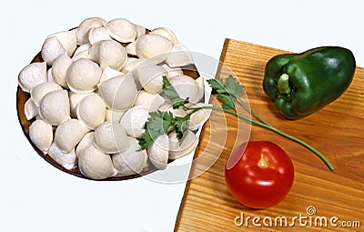 Russian dish - pelmeni. Stock Photo