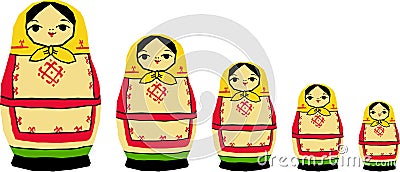 Russian dolls Vector Illustration