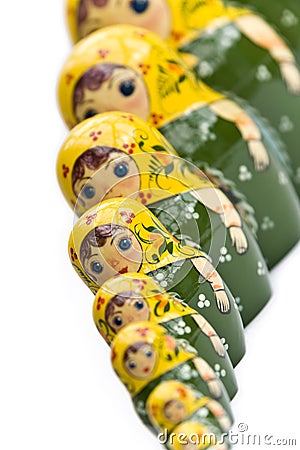 Russian dolls in a line Stock Photo