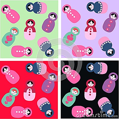 Russian dolls seamless pattern Vector Illustration