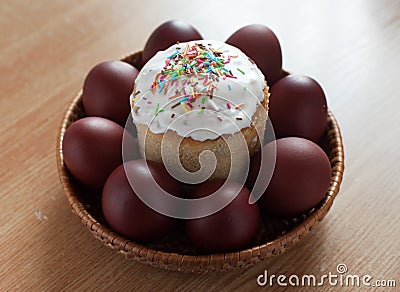 Russian Easter still life with cake Stock Photo