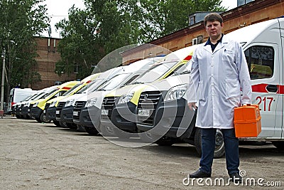 Ambulance doctor at work on Emergency service Editorial Stock Photo
