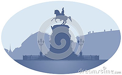 Russian Emperor Nicholas I monument in Saint Petersburg Vector Illustration