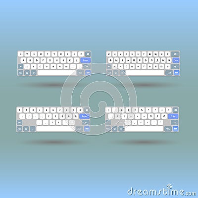 Russian, English keyboard layout, special symbols and numbers for iOS devices Vector Illustration