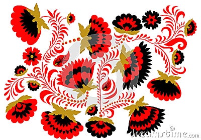 Russian ethnic hohloma style background Vector Illustration