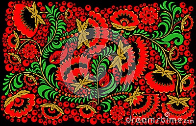 Russian ethnic hohloma style background Vector Illustration