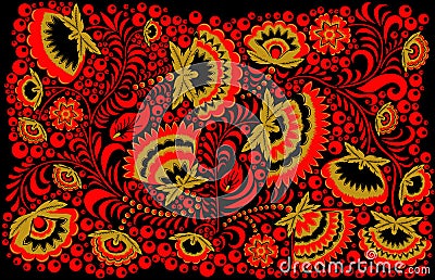 Russian ethnic hohloma style background Vector Illustration