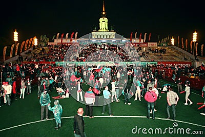 Russian fans after the match in Fanzone Editorial Stock Photo