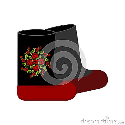 Russian felt boots. Traditional winter warm shoes in Russia. Vector Illustration