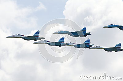 Russian fighters aircraft Sukhoi Su-27 Editorial Stock Photo