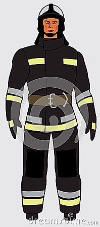 Russian firefighter. A full-length figure Vector Illustration