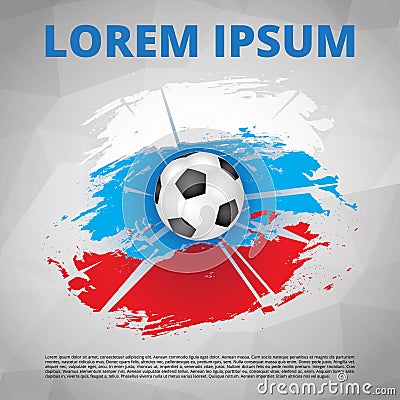 Russian flag colors with soccer ball Vector Illustration