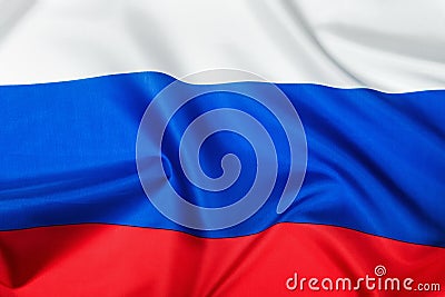 Russian flag made of silk Close-up Stock Photo