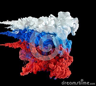 Russian flag. Paint under water Stock Photo