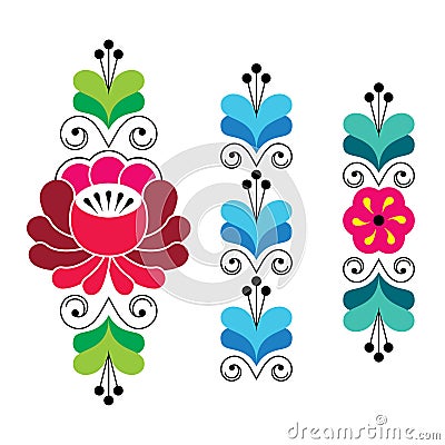 Russian folk art pattern - floral long stripes Stock Photo