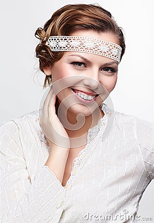 Russian folk girl Stock Photo