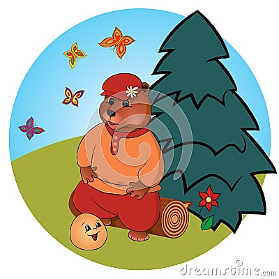 Russian folk tale about a kolobok Vector Illustration