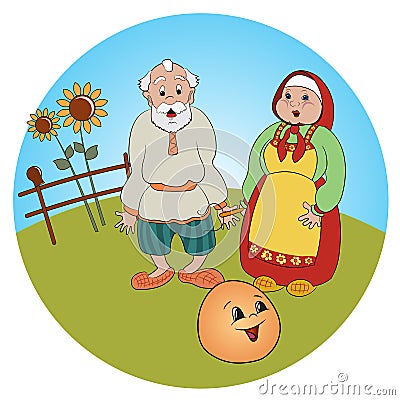 Russian folk tale about a kolobok Vector Illustration