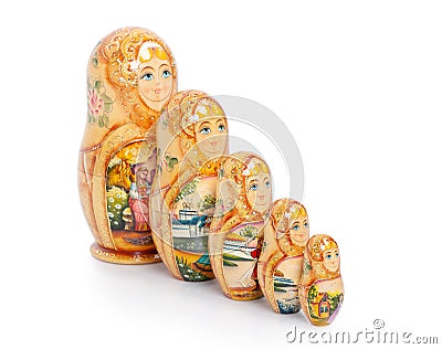 Russian folk wooden nesting doll Stock Photo