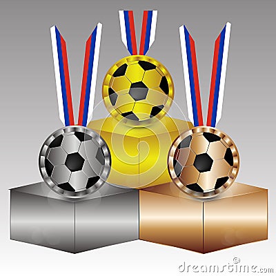 Russian football medal for the champion Cartoon Illustration