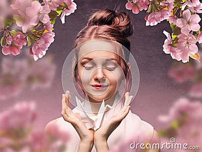 Russian girl in the Japanese style Stock Photo