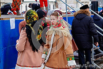 Russian girl in national costume Editorial Stock Photo