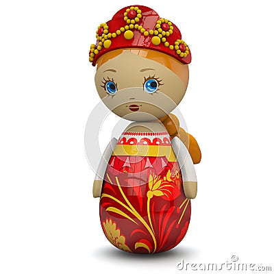 Russian Girl Wooden Doll Toy Stock Photo