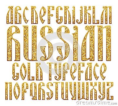 Russian Gold typeface Vector Illustration