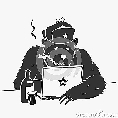 Russian Hacker Vector Character Cartoon Stock Photo