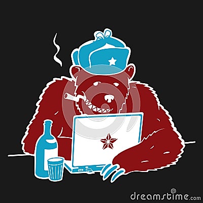 Russian Hacker Vector Character Cartoon Stock Photo