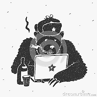 Russian Hacker Vector Character Cartoon Stock Photo