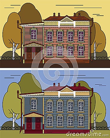 Russian house in color Vector Illustration