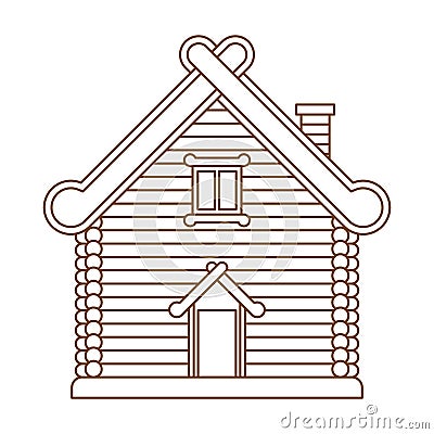 Russian hut. Wooden house in Russia. National Folk home. Vector illustration Vector Illustration