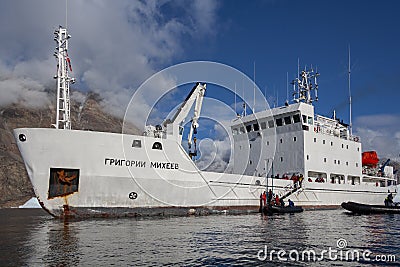Russian Icebreaker - Scoresbysund - Greenland Editorial Stock Photo