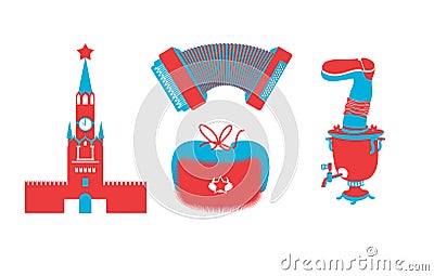 Russian icons silhouette. Traditional Russian folk characters. M Vector Illustration