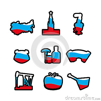 Russian icons silhouette. Traditional Russian folk characters. M Vector Illustration
