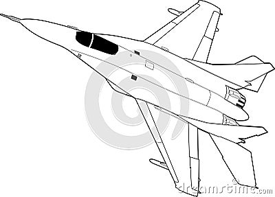 Russian jet fighter aircraft MiG-29. Vector Illustration