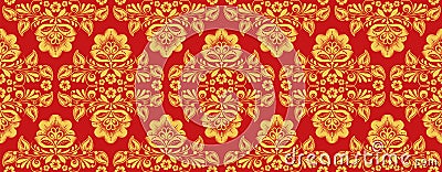 Russian khokhloma style repeat pattern vector Vector Illustration