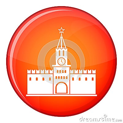 Russian kremlin icon, flat style Vector Illustration