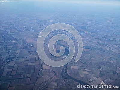 Russian landscape view from the plane Stock Photo