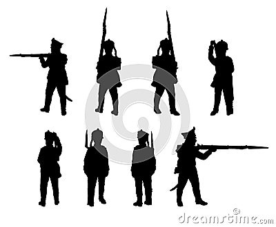 Russian Line infantry. Soldiers silhouettes set Vector Illustration